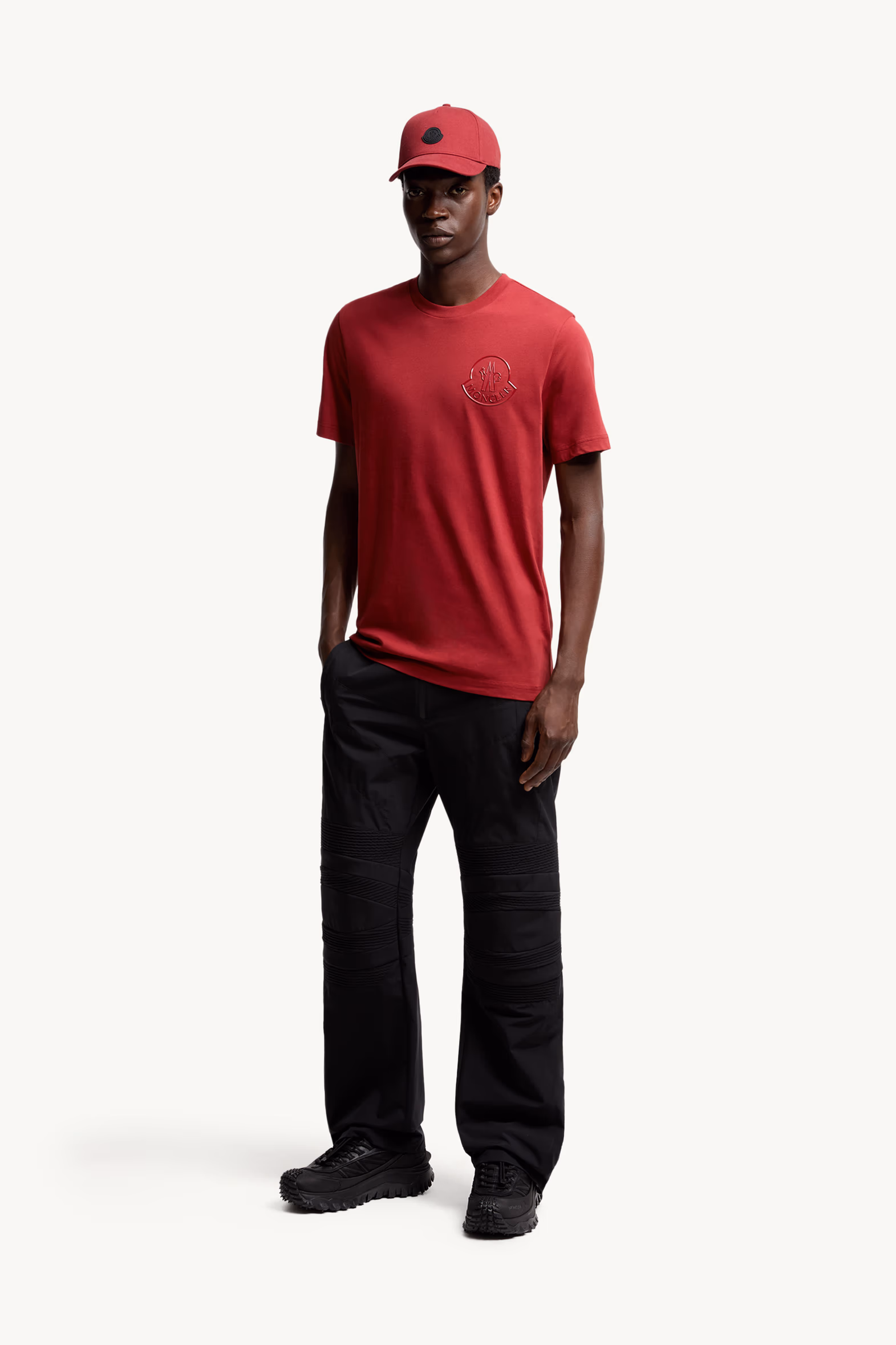 Three-Dimensional Logo Cotton T-Shirt Men Dark Red Moncler 0